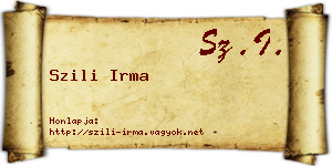 Szili Irma névjegykártya